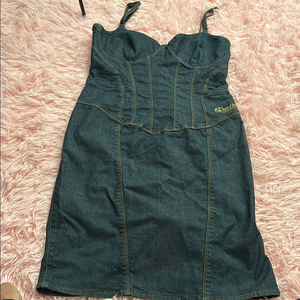 Womens Rare Beyonce House Of Dereon Bustier/Corset Stretch Denim Sexy